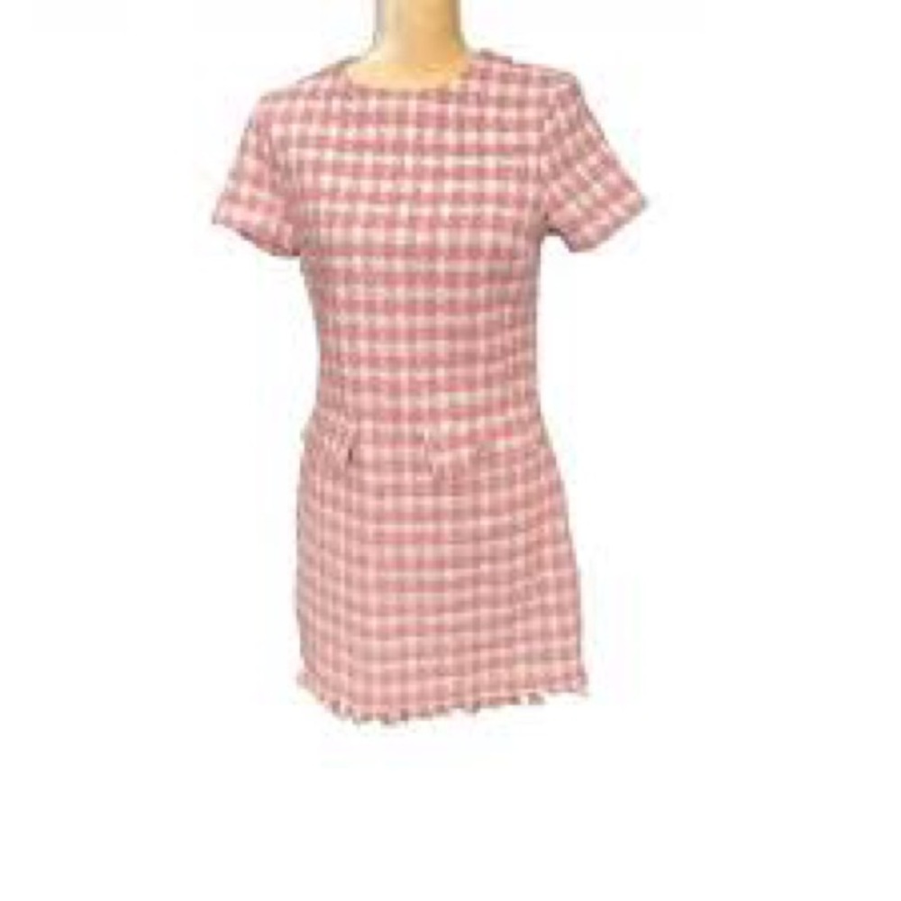BeBop pink and white tweed mini dress.